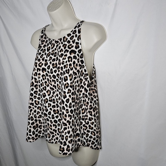 Womens E&M Animal Print Keyhole Back Sleeveless Leopard Jewel Neck Halter Top L - Picture 4 of 10